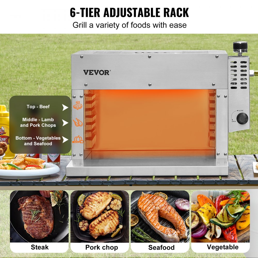 VEVOR Propane Steak Grill 1500°F Portable Infrared Broiler for Outdoor Barbecue 