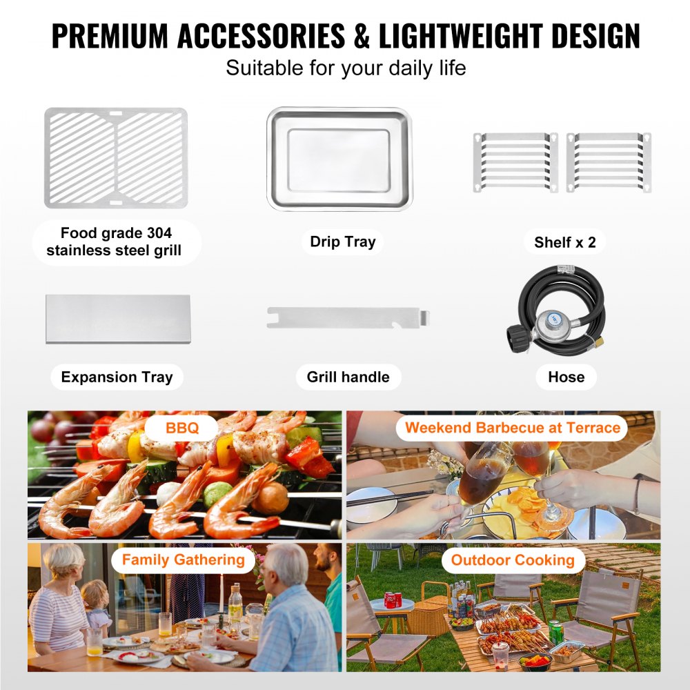 VEVOR Propane Steak Grill 1500°F Portable Infrared Broiler for Outdoor Barbecue 