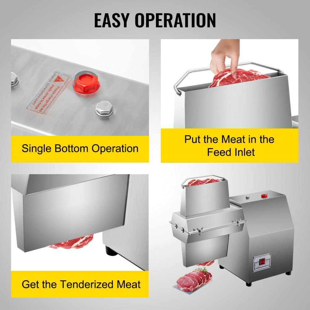 VEVOR Commercial Meat Tenderizer, Stainless Steel Electrical Meat Tenderizer, 750W Meat Tenderizer Machine, Heavy Duty Meat Tenderizer Electric Machine Kitchen Tool for Tenderizing Meat 