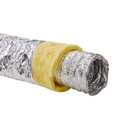 VEVOR Dryer Vent Hose, 6'' Insulated Flexible Duct 25FT Long with 2 Duct Clamps, Heavy-Duty Three Layer Protection for HVAC Heating Cooling Ventilation and Exhaust, R-4.2 Flame Resistance Value 