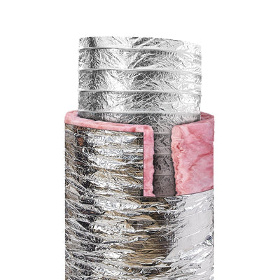 VEVOR Dryer Vent Hose, 8'' Insulated Flexible Duct 25FT Long with 2 Duct Clamps, Heavy-Duty Three Layer Protection for HVAC Heating Cooling Ventilation and Exhaust, R-6.0 Flame Resistance Value 