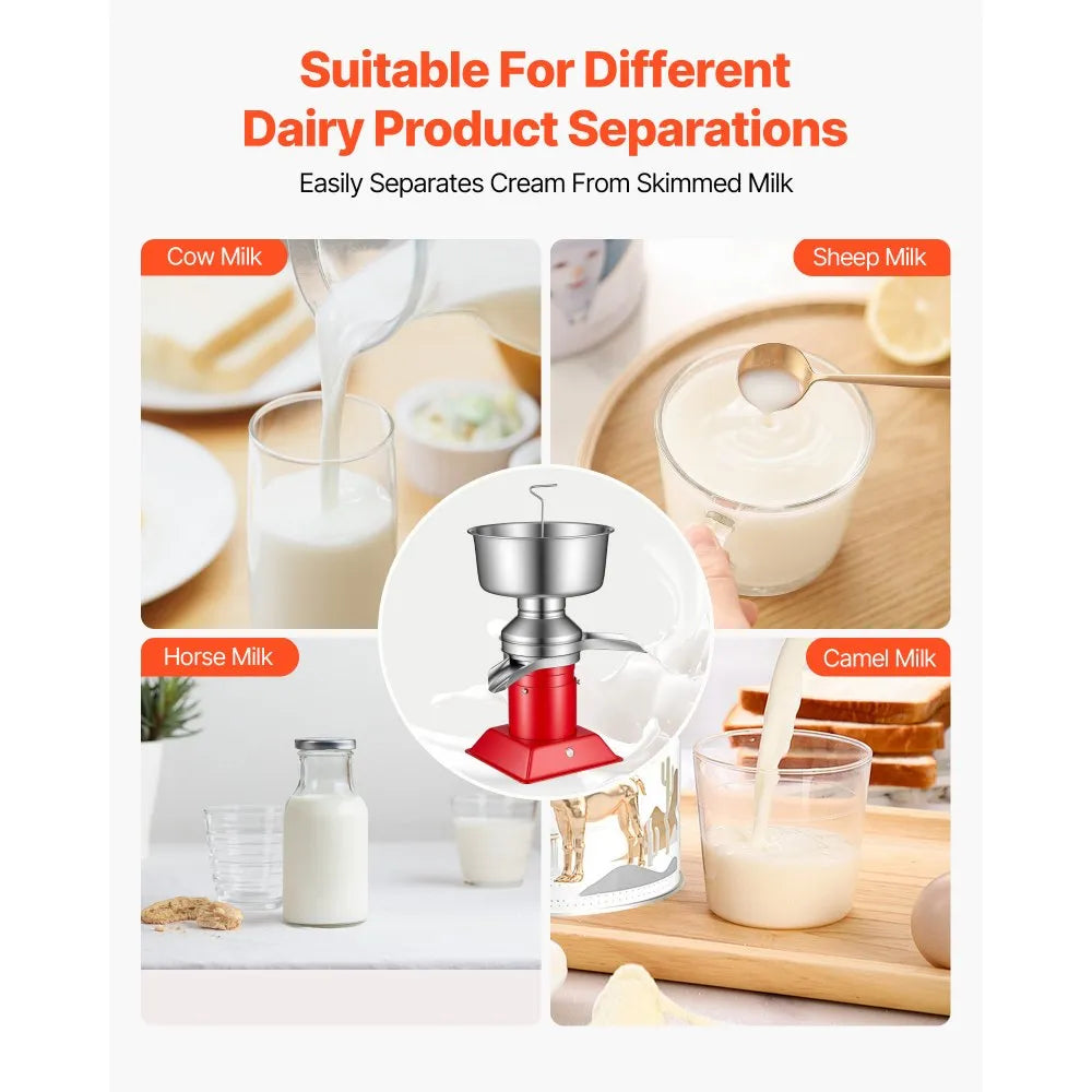Electric Milk Cream Separator – 60L/H Stainless Steel Dairy Separator Machine (40W, 100–240V)