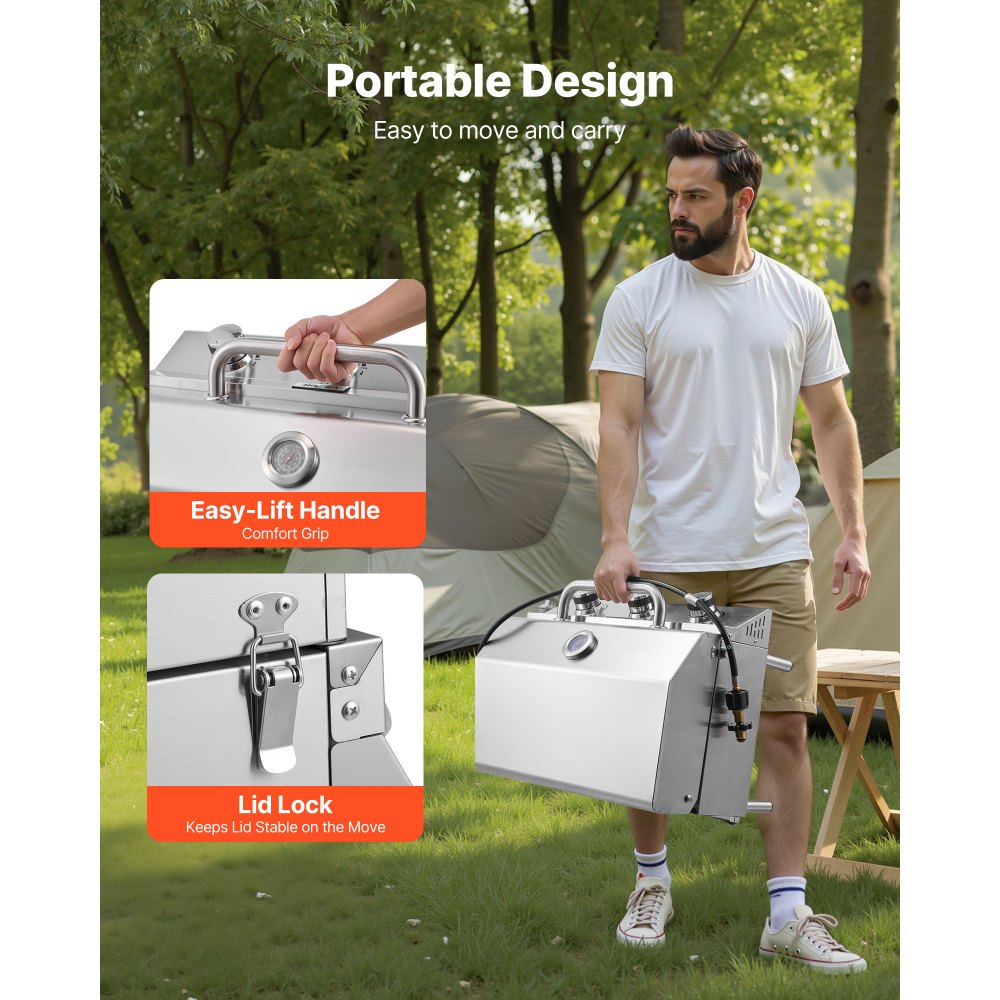 VEVOR Tabletop Gas Grill – 3-Burner Stainless Steel Portable Propane Grill, 22,500 BTU