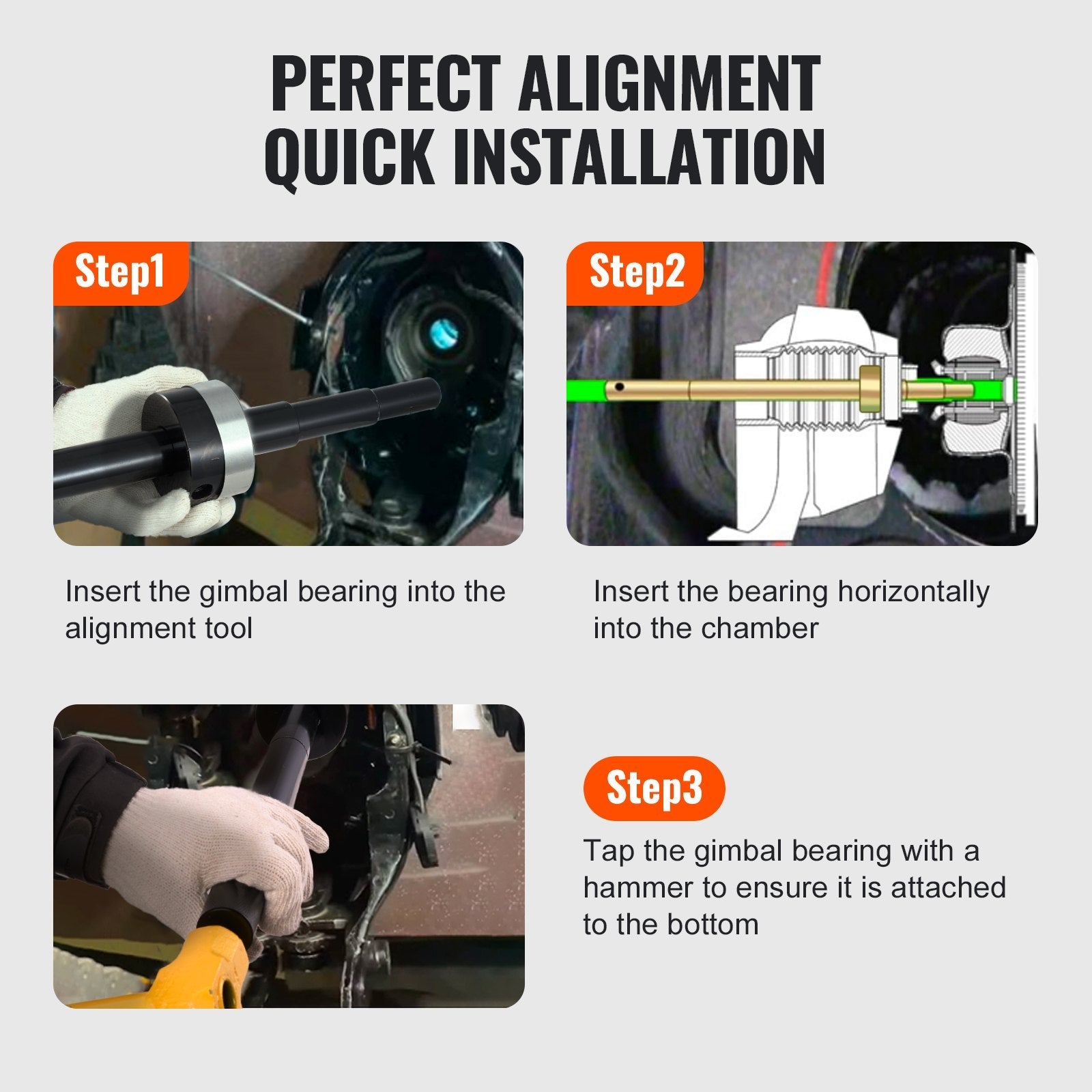 VEVOR Gimbal Bearing Alignment and Install Kit, Heavy Duty Engine Alignment Tools Set Fits for Mercruiser Alpha, Alpha 1, MR, Bravo, OMC, Cobra, and Volvo 