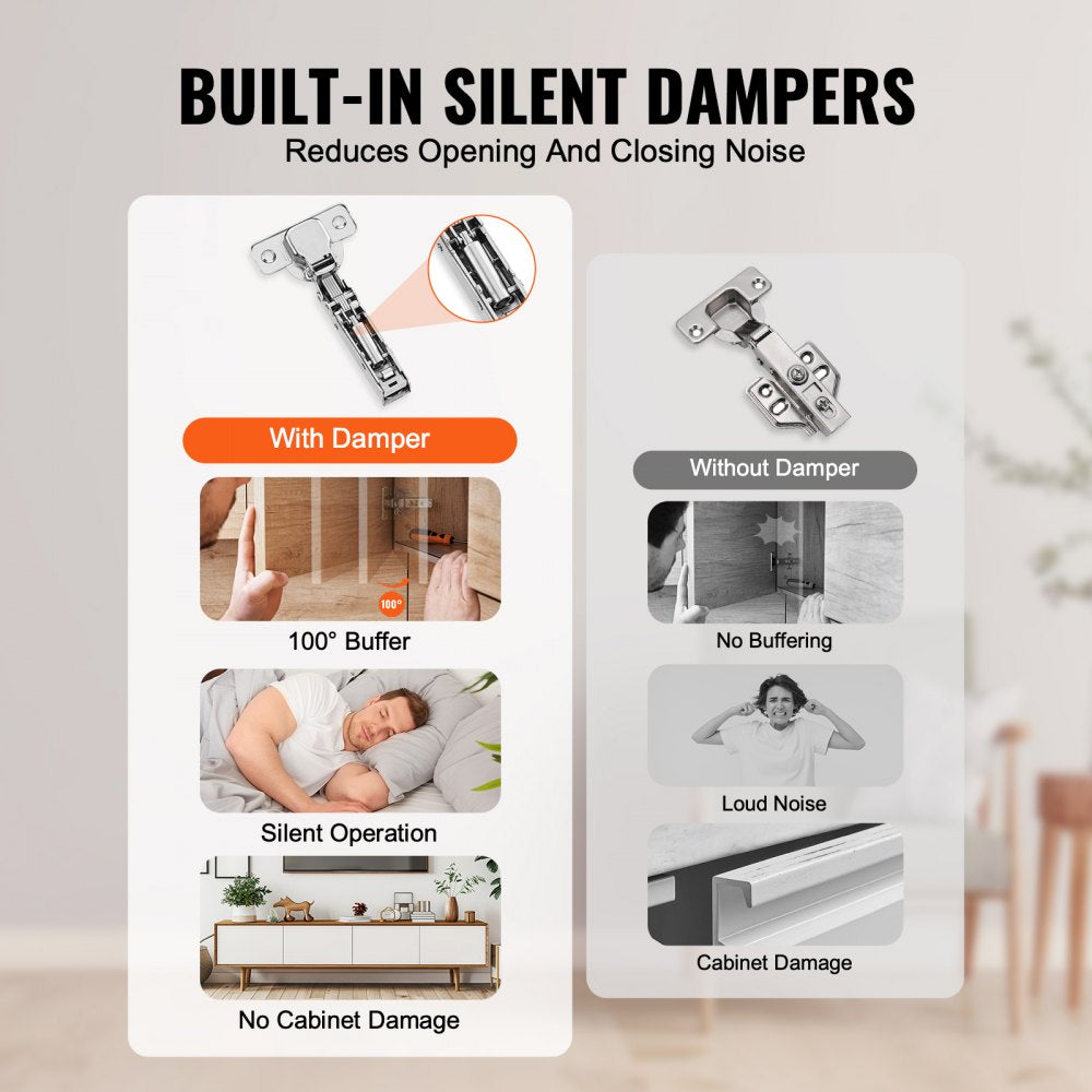 VEVOR Cabinet Door Hinges 40 Packs Full Overlay Soft Close for Framed/Frameless 