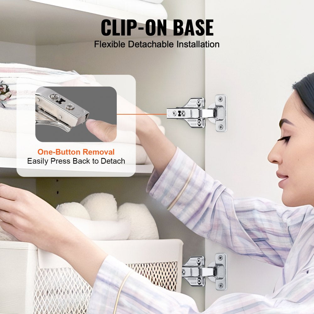 VEVOR Cabinet Door Hinges 50 Packs Full Overlay Soft Close for Framed/Frameless 