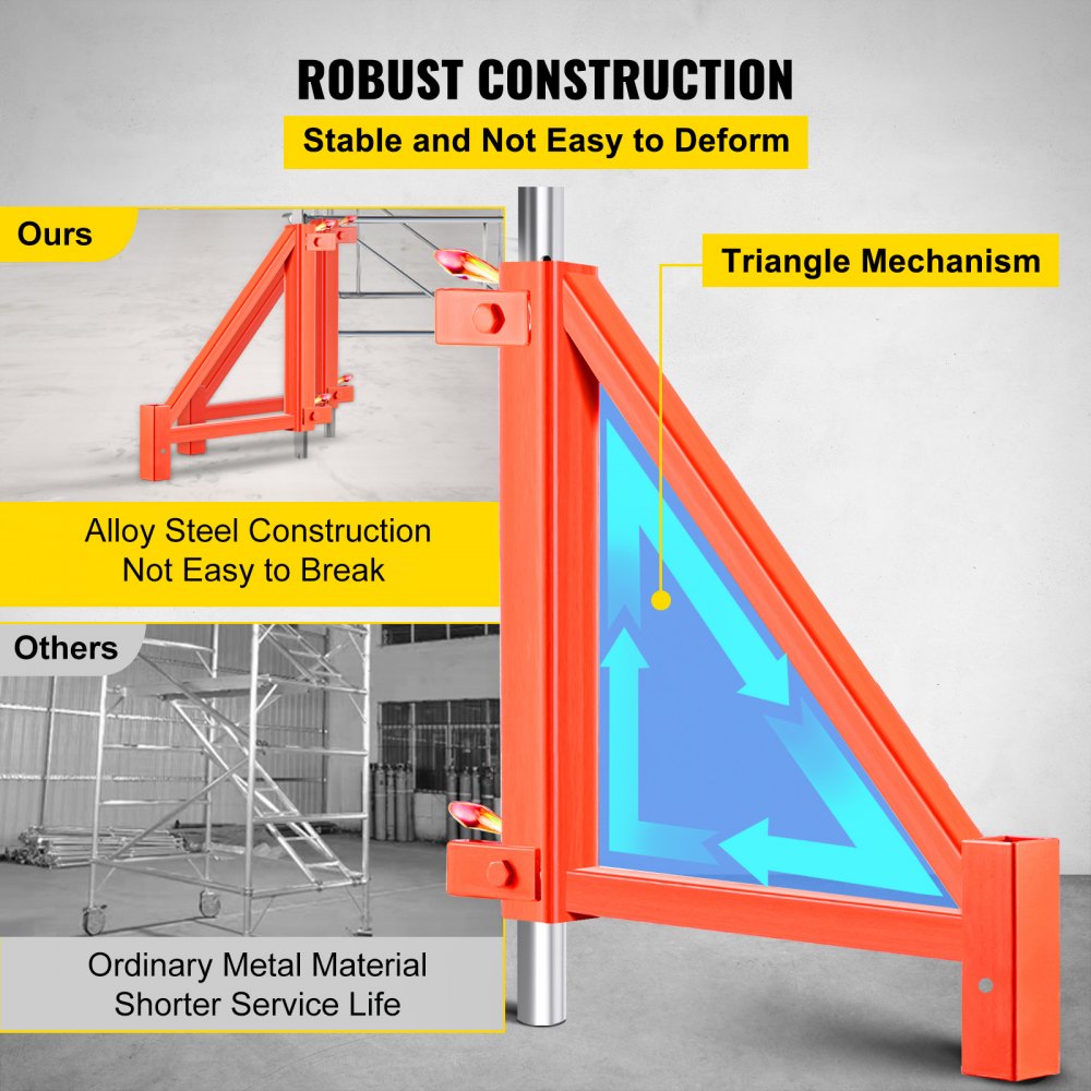 VEVOR Scaffold Outrigger, 18" x 18" x 24" Scaffolding Outriggers, 4 Pieces Outriggers for Scaffolding w/ Locking Pins for Home Improvement Projects Like Painting, Patching Drywall or Cleaning Windows 