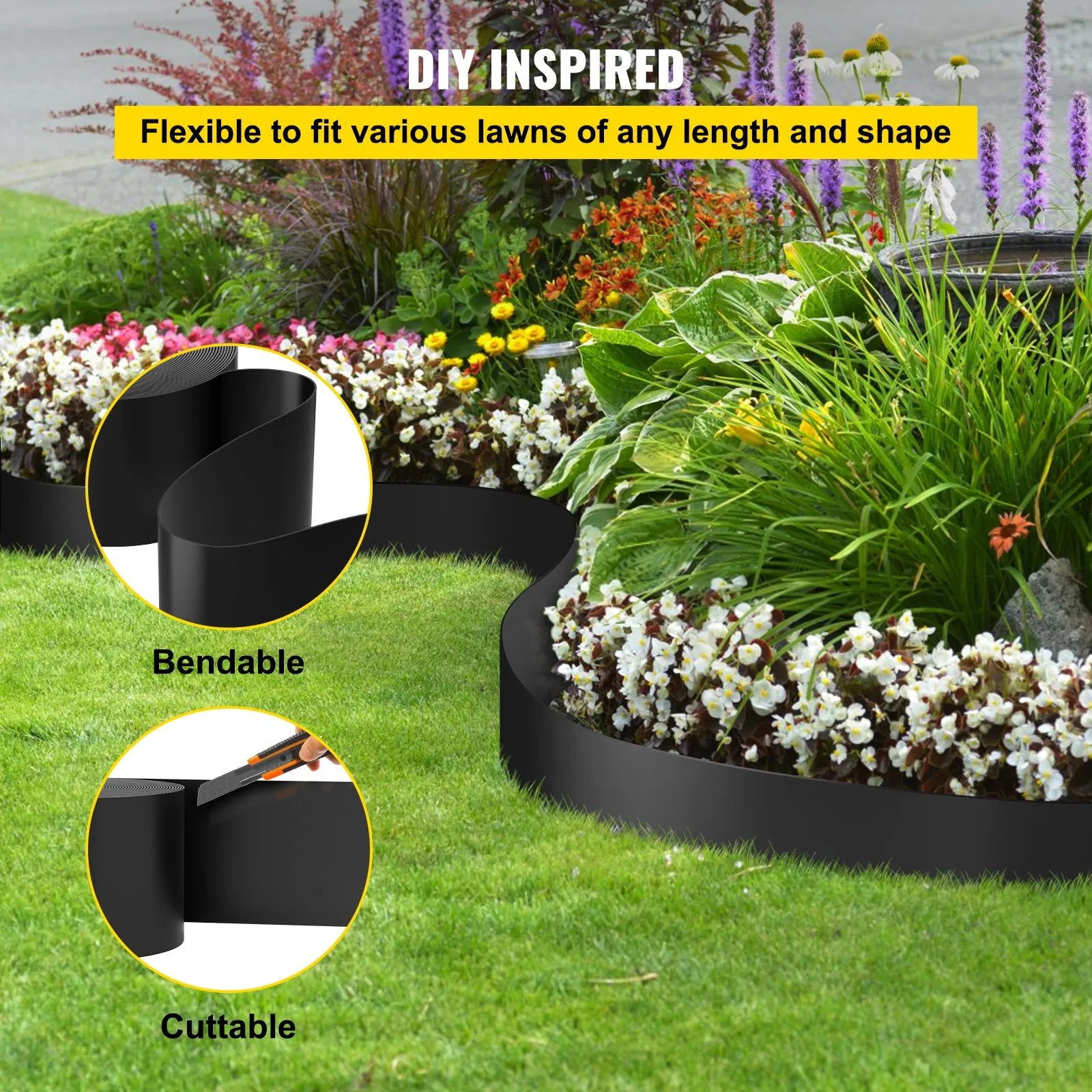 VEVOR Landscape Edging Terrace Board 150 ft Length 10 inch Depth Lawn Garden