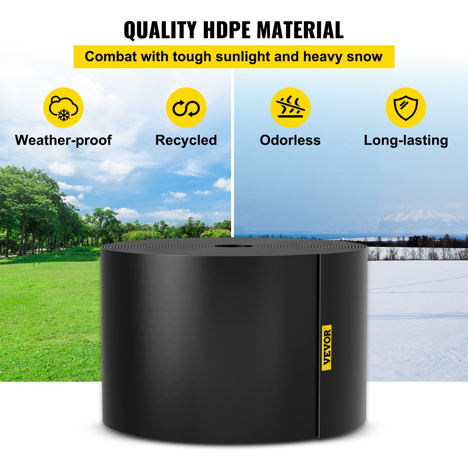 VEVOR Landscape Edging, 10 inch Depth 40 ft Total Length, Recycled HDPE Coiled Terrace Board, Flexible Bender Border for Landscaping, Lawn, Garden, Yard, Against Invading Weeds, Black 