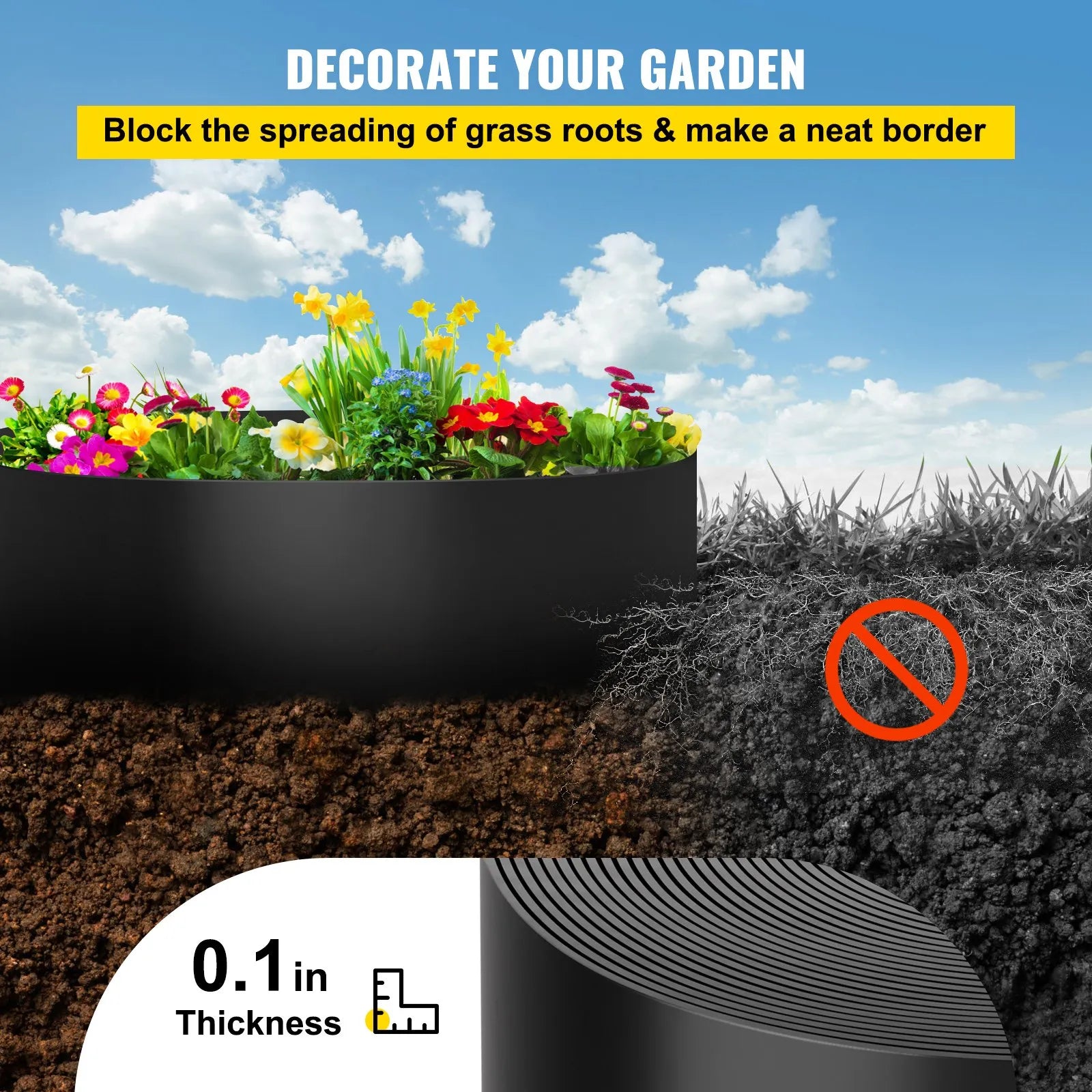 VEVOR Landscape Edging Terrace Board 60 ft Length 10 inch Depth Lawn Garden