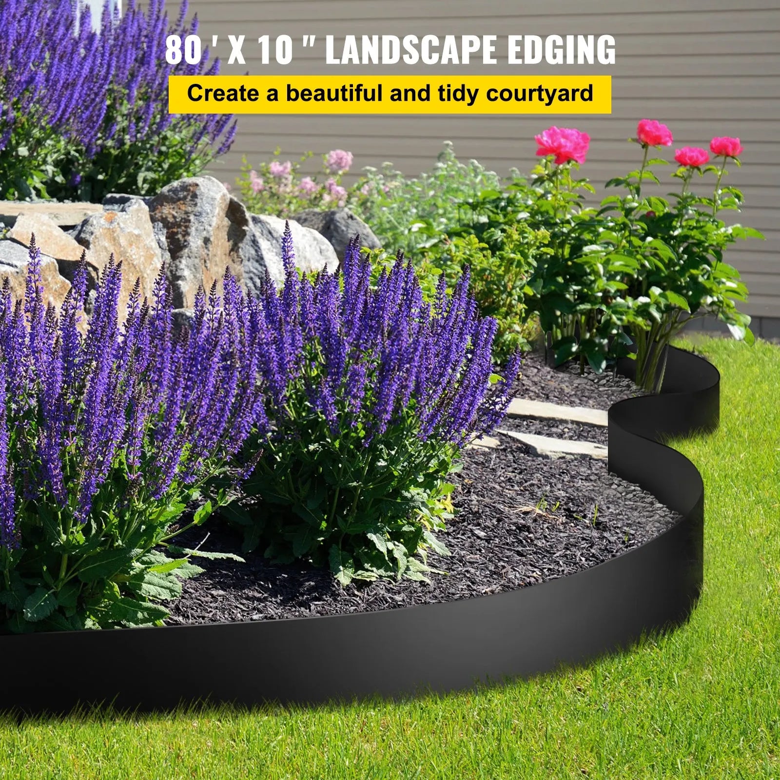 VEVOR Landscape Edging Terrace Board 80 ft Length 10 inch Depth Lawn Garden