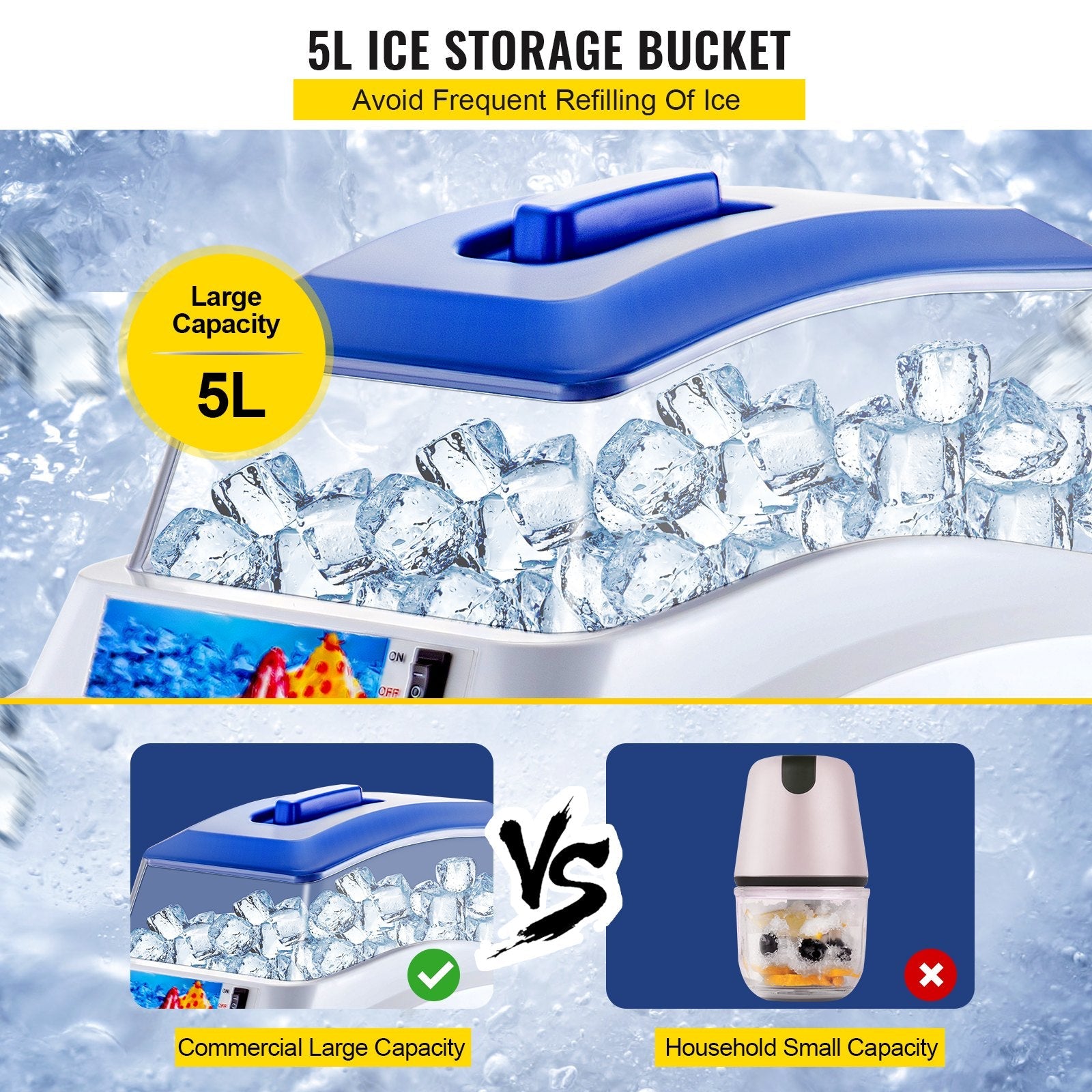Commercial Ice Shaver Ice Shaving Machine, with Hopper, Electric Snow Cone Maker 