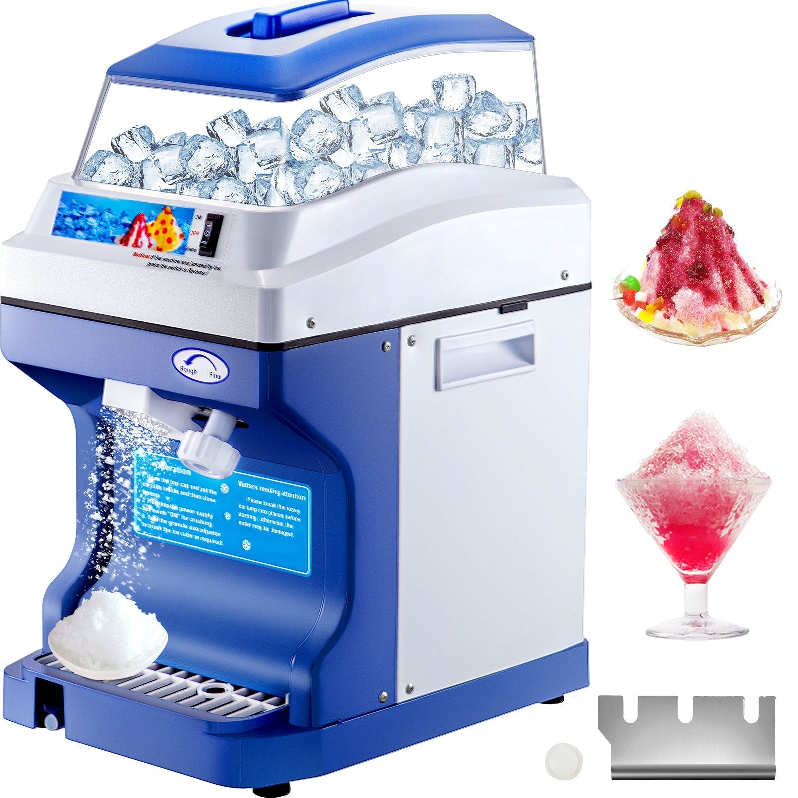 Commercial Ice Shaver Ice Shaving Machine, with Hopper, Electric Snow Cone Maker 