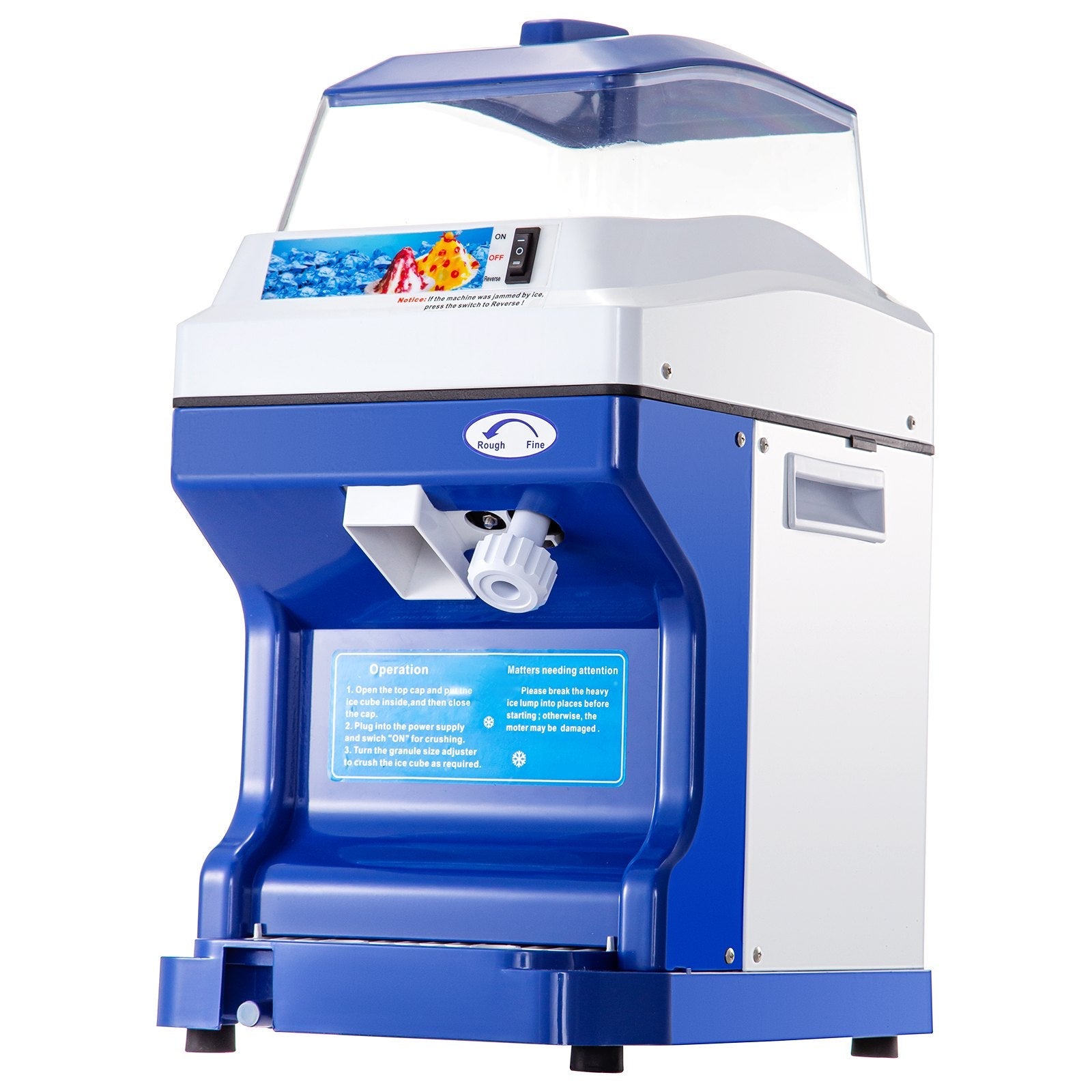 Commercial Ice Shaver Ice Shaving Machine, with Hopper, Electric Snow Cone Maker 