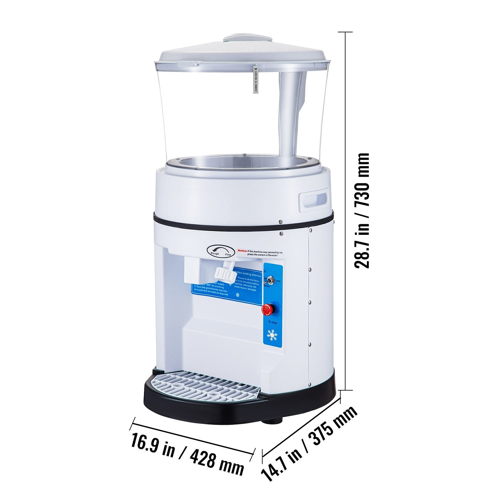 VEVOR 110V Commercial Ice Shaver Crusher 1102 LBS/H with 17.6 LBS Hopper, 350 W Tabletop Electric Snow Cone Maker 320 RPM Rotate Speed Perfect For Parties Events Snack Bar 