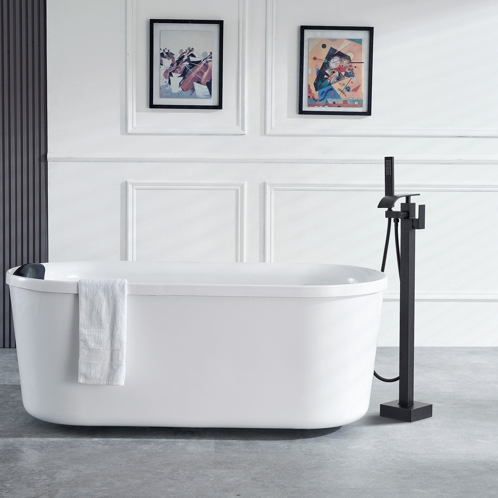 VEVOR Freestanding Bathtub Faucet, Floor Mount, Freestanding Tub Filler, Shower Mixer Taps, Two Water Modes, 360° Swivel Spout, for Bathing & Showering Pet Bathing Cleaning Drains Toilet Flushing 