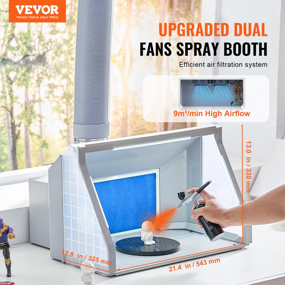 VEVOR Airbrush Spray Booth Dual-Fans Portable Hobby Airbrush Paint Spray Booth 
