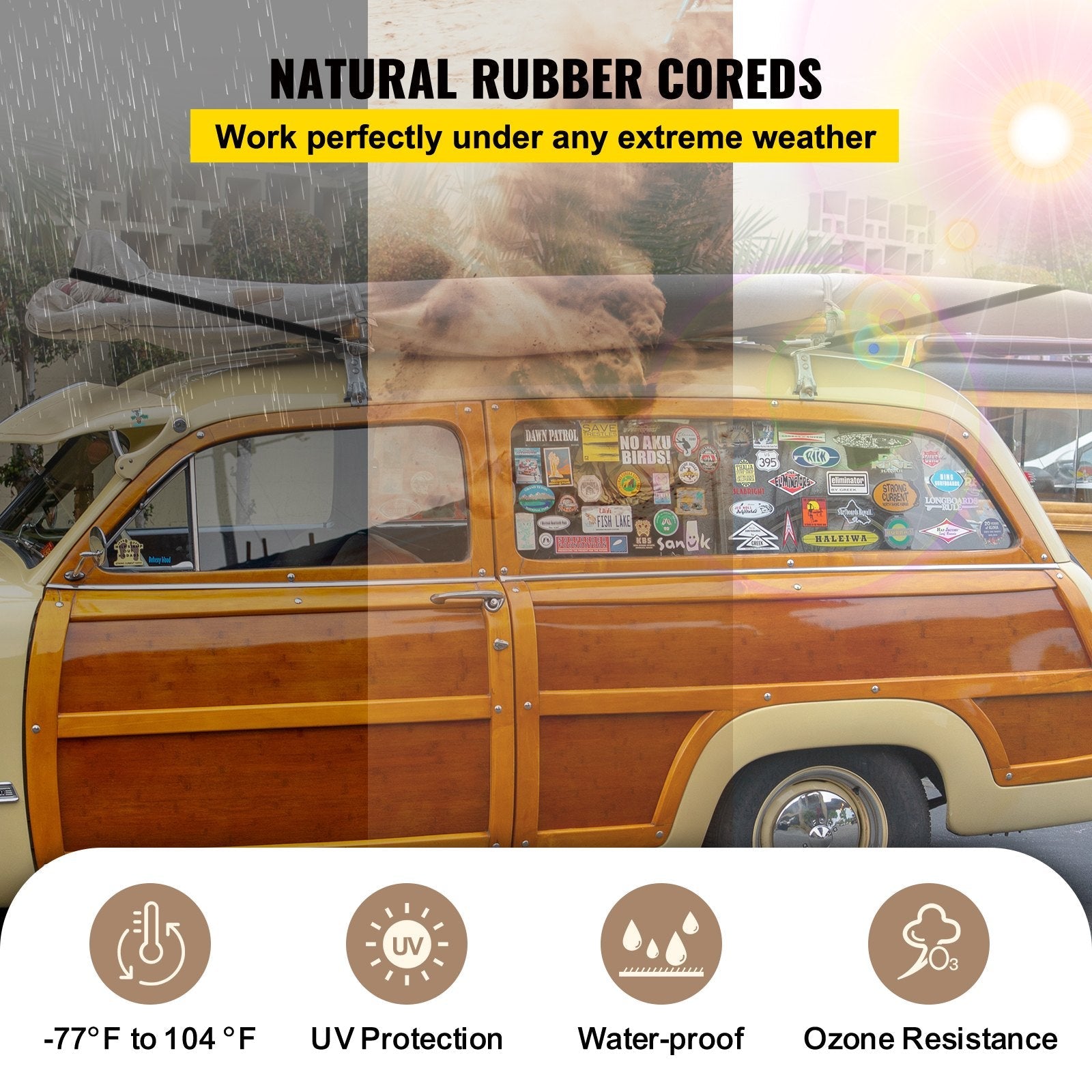 VEVOR Rubber Bungee Cords, 53 Pack 41" Long, Weatherproof Natural Rubber Tie Down Straps with Crimped S Hooks, Heavy Duty Outdoor Tarp Straps for Securing Flatbed Trailers, Canvases, Cargo, and More 