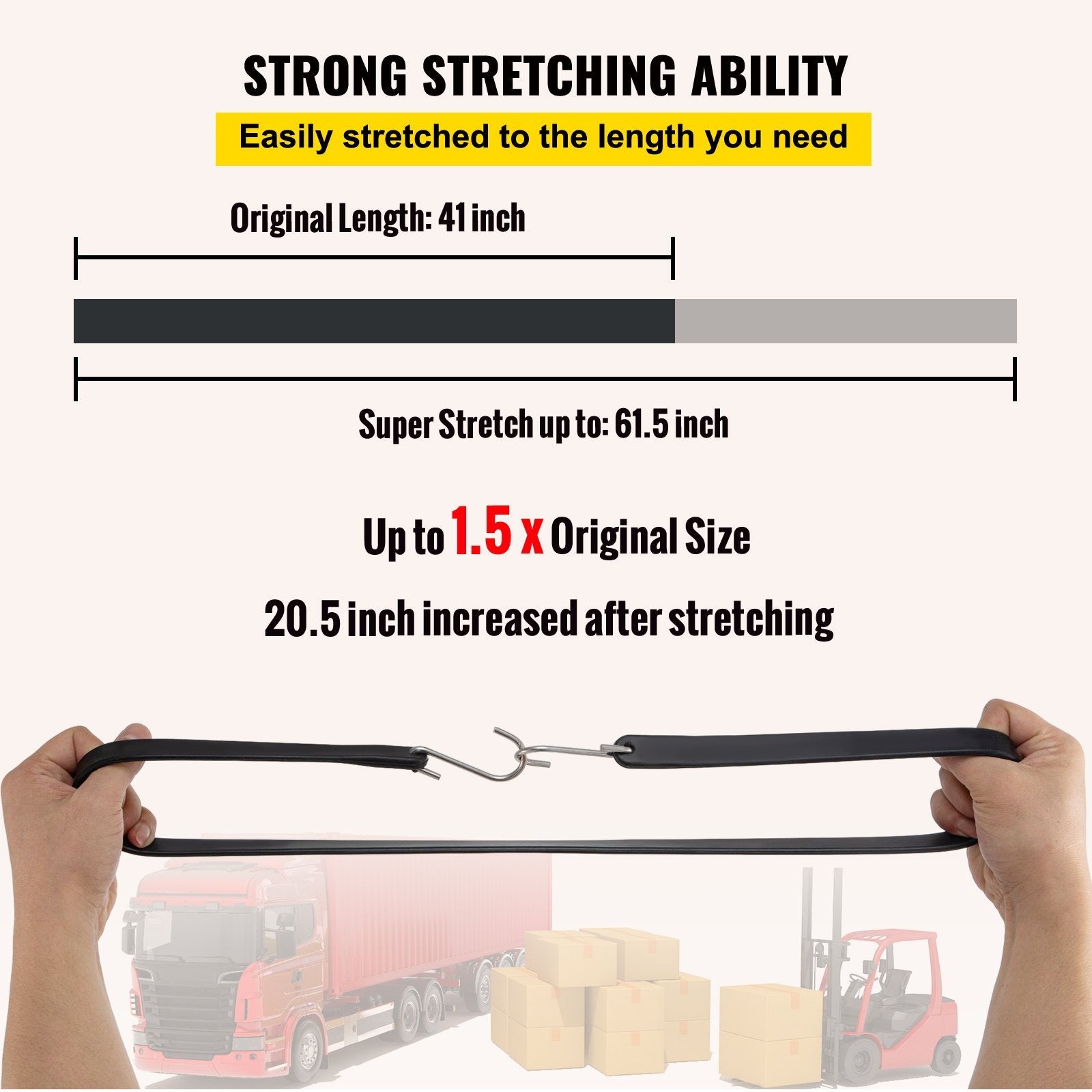 VEVOR Rubber Bungee Cords, 53 Pack 41" Long, Weatherproof Natural Rubber Tie Down Straps with Crimped S Hooks, Heavy Duty Outdoor Tarp Straps for Securing Flatbed Trailers, Canvases, Cargo, and More 