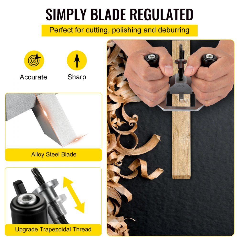 VEVOR Router Plane, Easy Adjustable Blade Hand Planer, Comfortable Bakelite Handle, Stainless Steel Wood Shaver w/ Depth Stop, High Configuration Handheld Woodworking Tool for DIY Carpentry Industry 