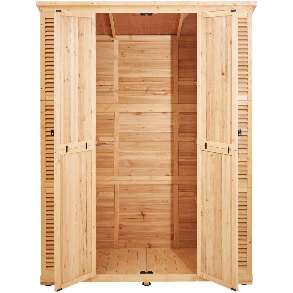 VEVOR Outdoor Wooden Storage Shed Waterproof Garden Tool Shed 58x78 inch 