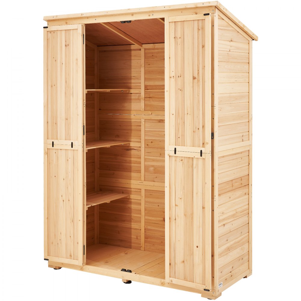VEVOR Outdoor Wooden Storage Shed Waterproof Garden Tool Shed 58x78 inch 