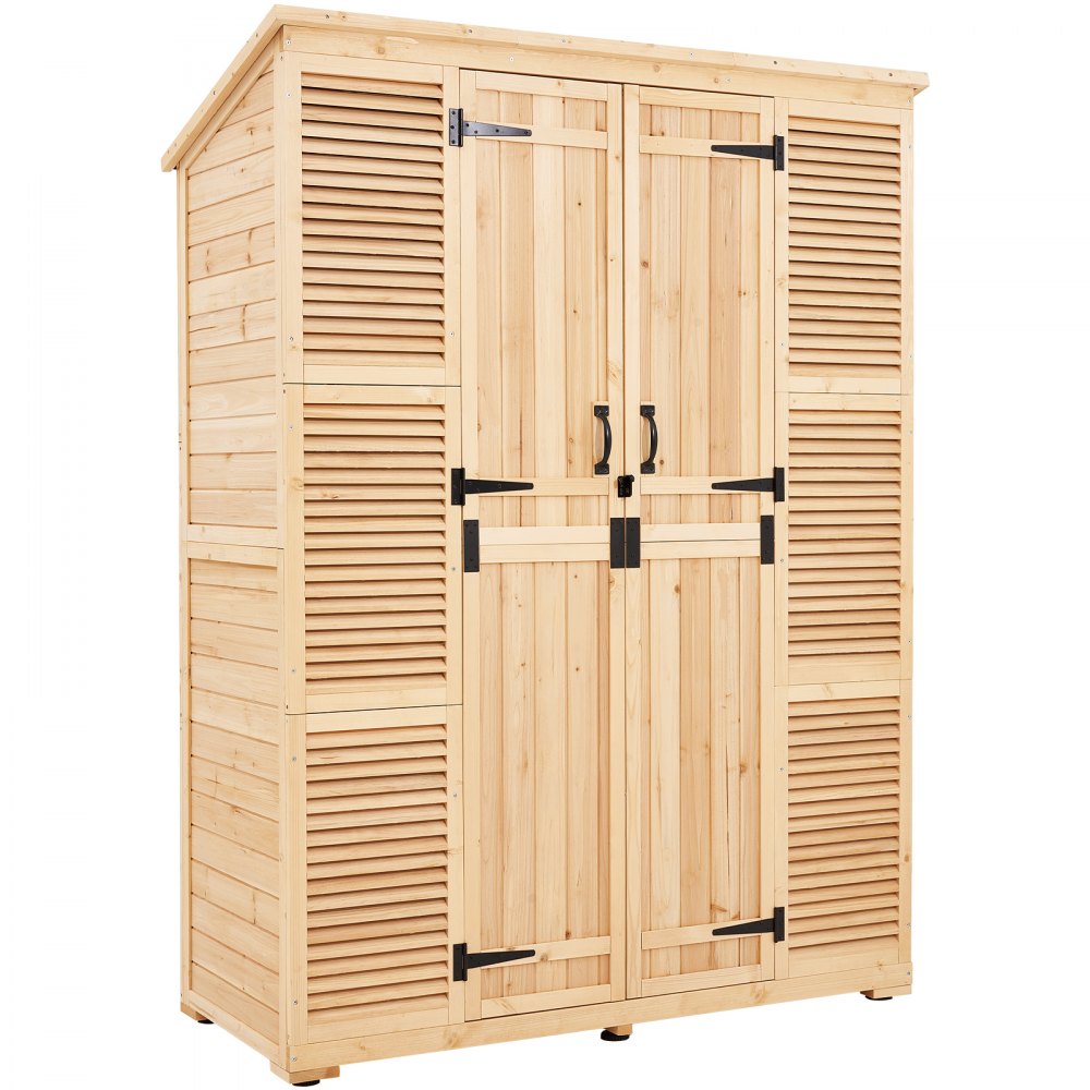 VEVOR Outdoor Wooden Storage Shed Waterproof Garden Tool Shed 58x78 inch 