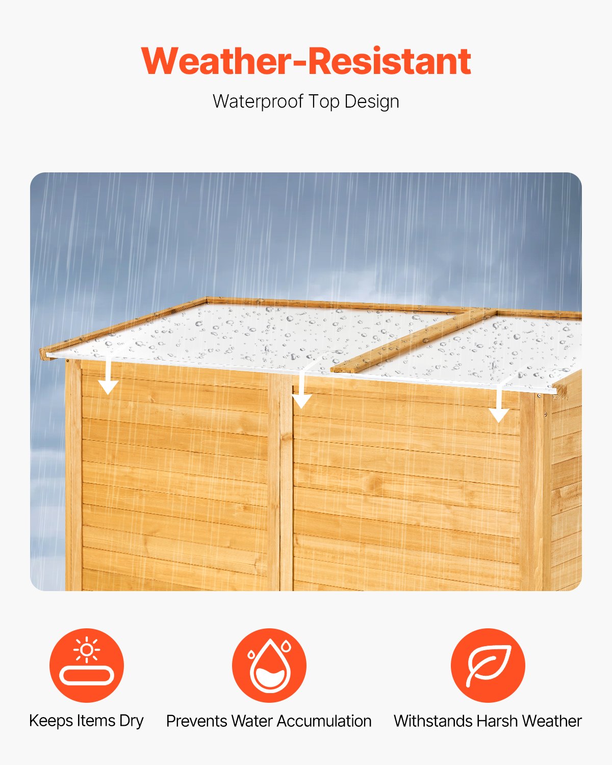 VEVOR Outdoor Wooden Storage Shed Waterproof Garden Tool Shed 55x67.5 inch 
