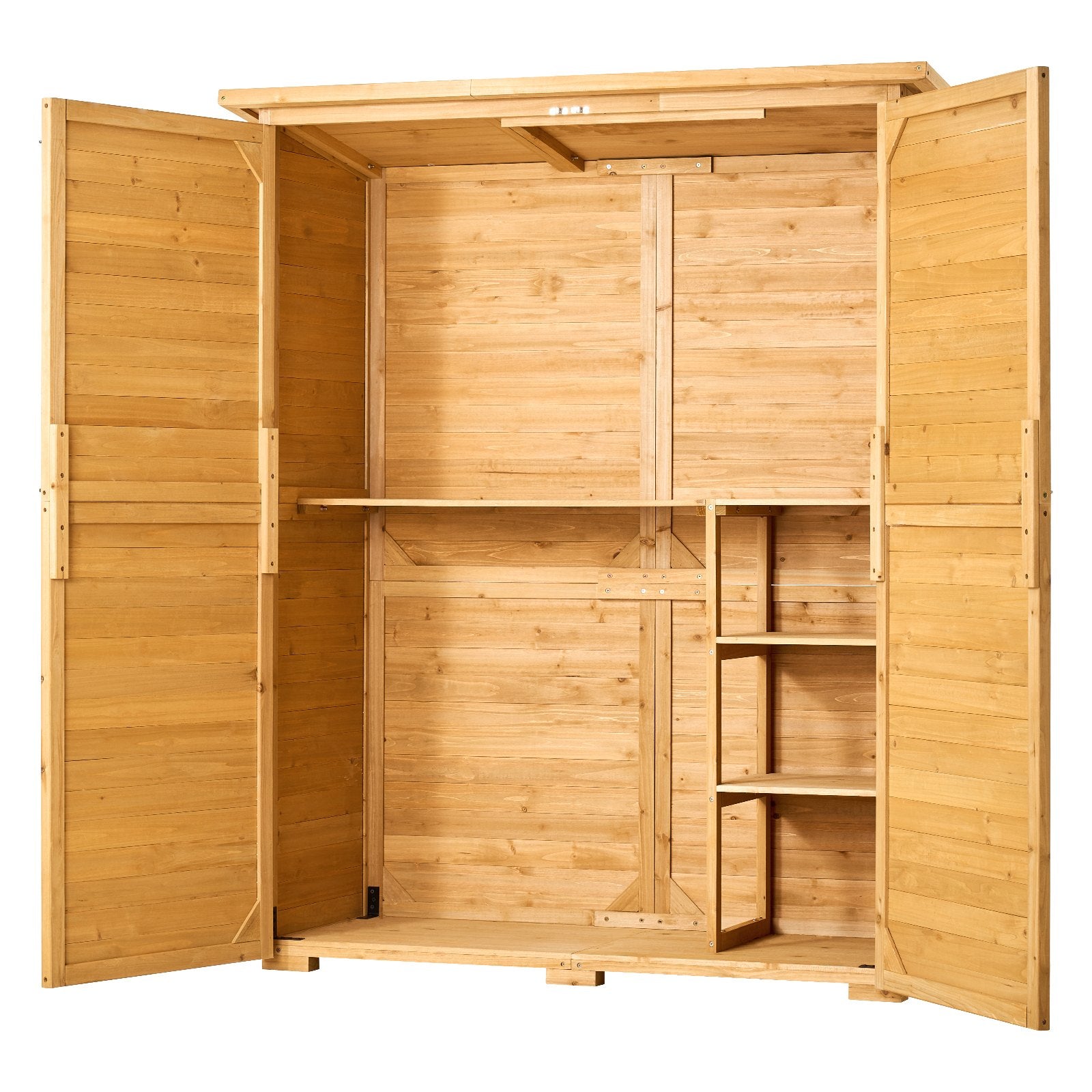 VEVOR Outdoor Wooden Storage Shed Waterproof Garden Tool Shed 55x67.5 inch 