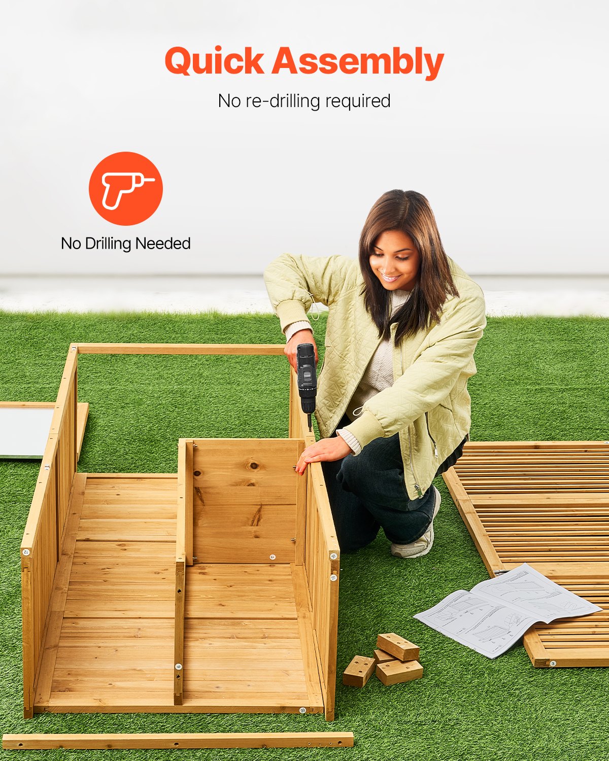 VEVOR Outdoor Wooden Storage Shed Waterproof Garden Tool Shed 31.5x63.8 inch 