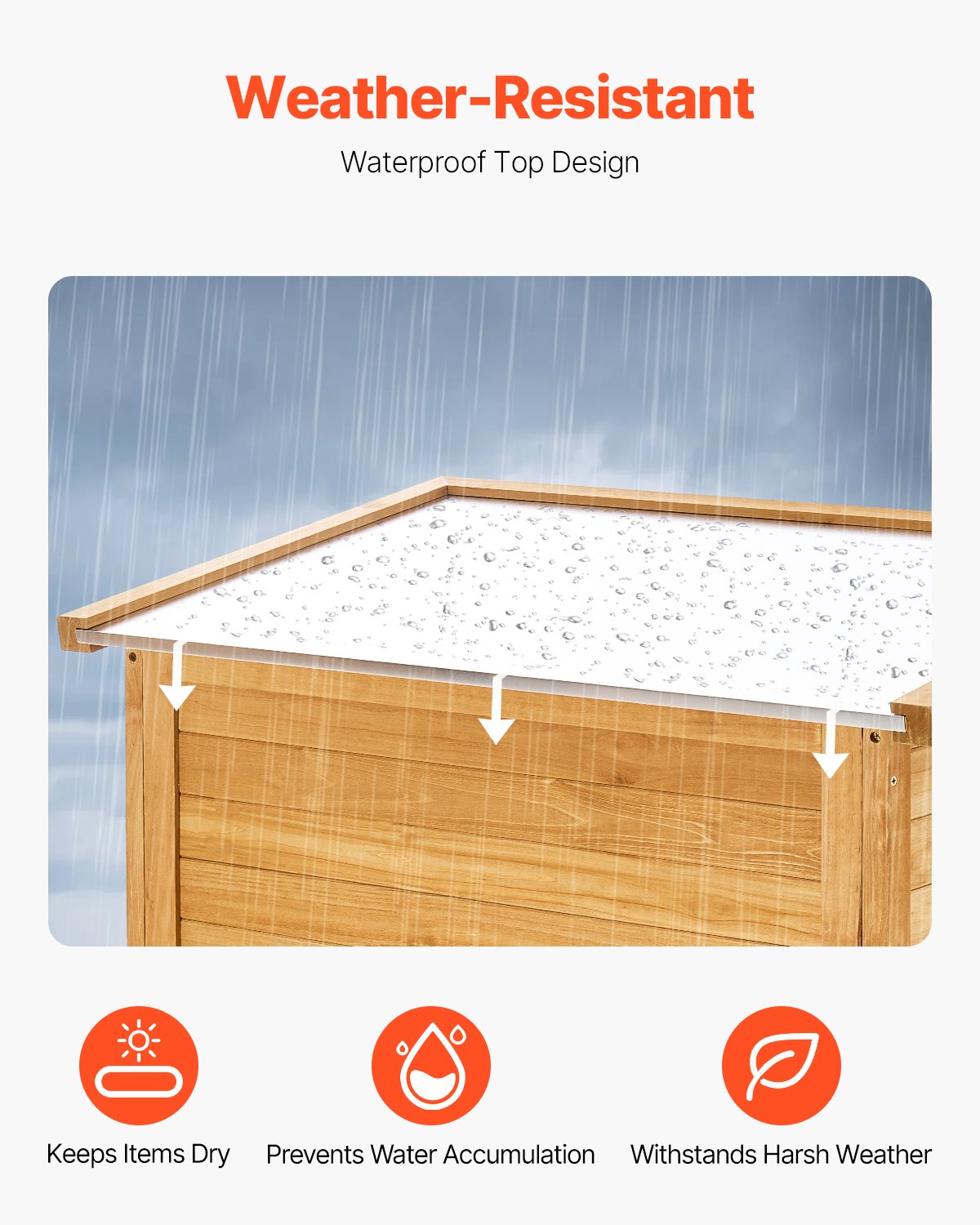 VEVOR Outdoor Wooden Storage Shed Waterproof Garden Tool Shed 31.5x63.8 inch 
