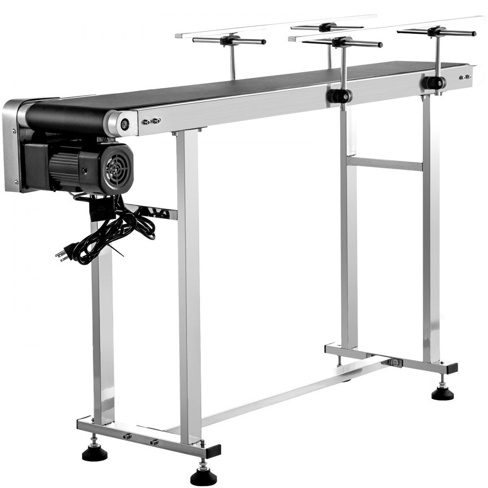 VEVOR Belt Conveyor Length 47-Inch, PVC Conveyor Belt Width 7.8-Inch, Motorized Conveyor Industrial Transport Conveyor, w/ Double Guardrails Anti-static Adjustable Conveyor Table Electric Handling 