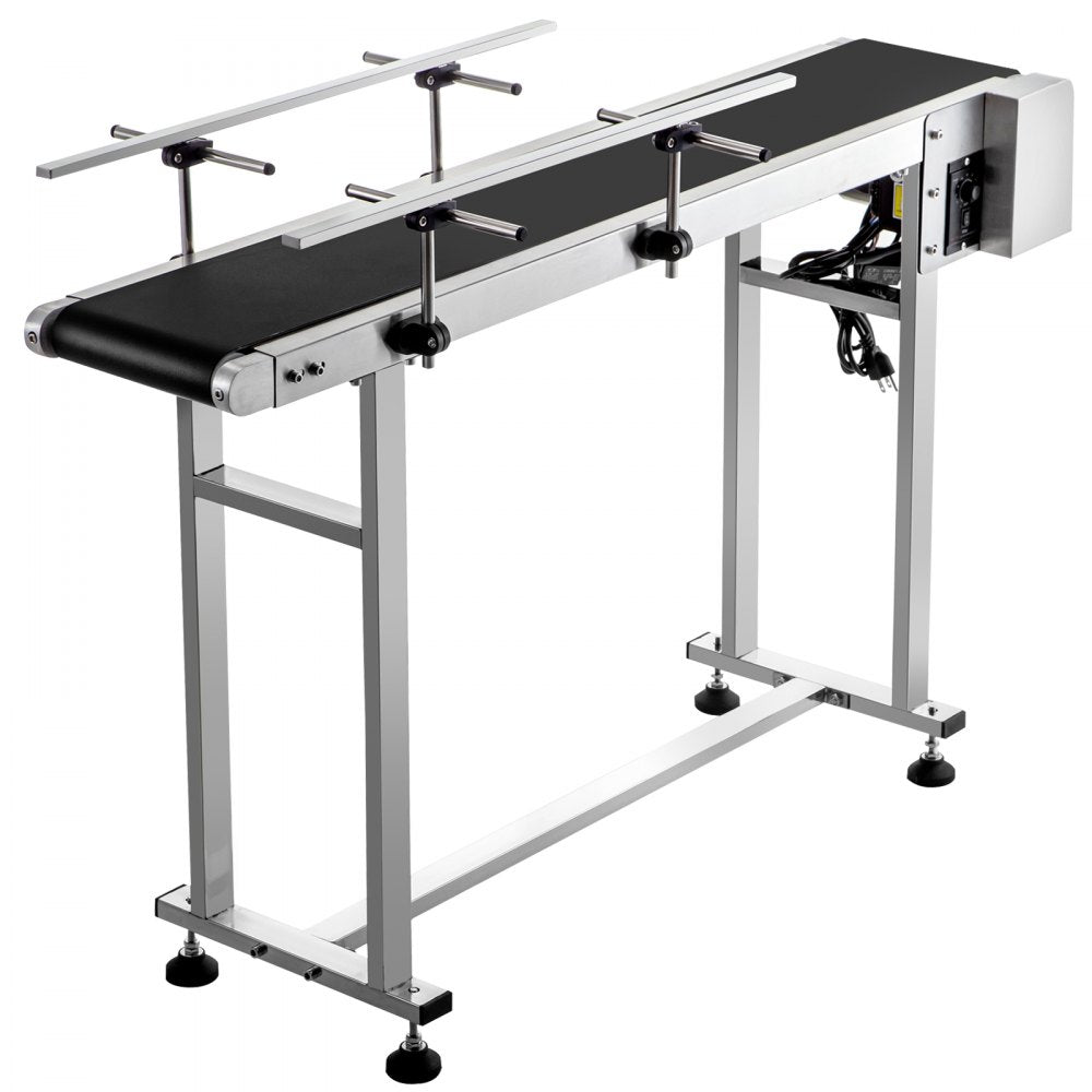 VEVOR Belt Conveyor Length 47-Inch, PVC Conveyor Belt Width 7.8-Inch, Motorized Conveyor Industrial Transport Conveyor, w/ Double Guardrails Anti-static Adjustable Conveyor Table Electric Handling 
