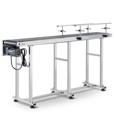 VEVOR Belt Conveyor, 71 x 7.8 inch Conveyor Table, Heavy Duty Stainless Steel Motorized Belt Conveyor for Inkjet Coding Applications Powered PVC Belt Anti-Static Adjustable Speed (Double Guardrail) 