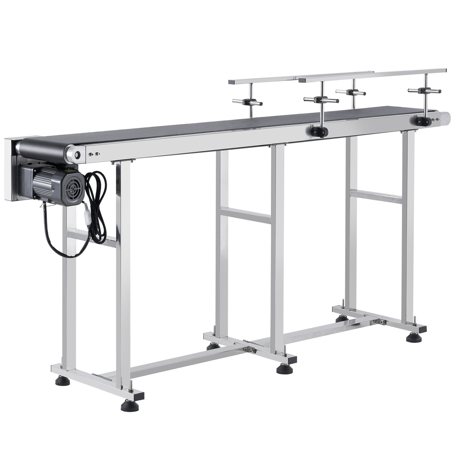 VEVOR Belt Conveyor, 71 x 7.8 inch Conveyor Table, Heavy Duty Stainless Steel Motorized Belt Conveyor for Inkjet Coding Applications Powered PVC Belt Anti-Static Adjustable Speed (Double Guardrail) 