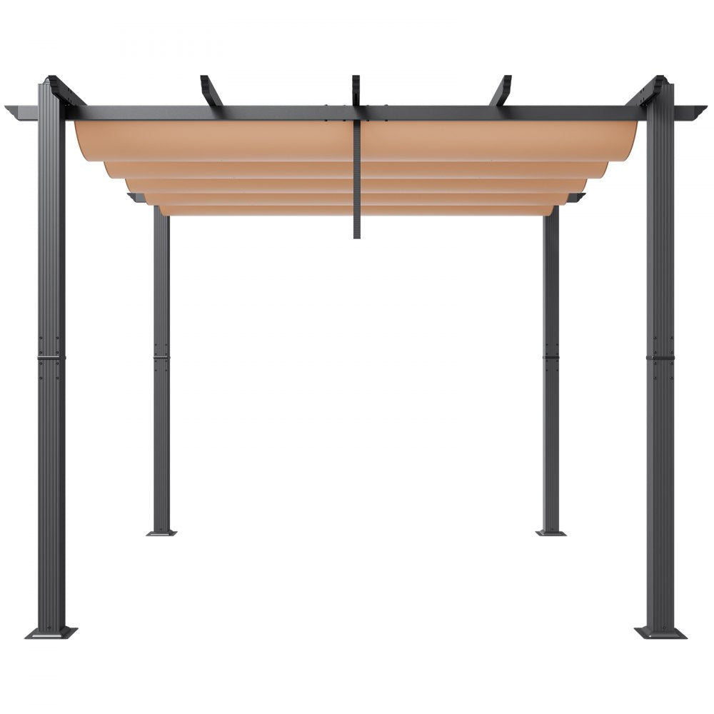 VEVOR 10'x10' Outdoor Retractable Pergola with Sun Shade Canopy Aluminum Beige 