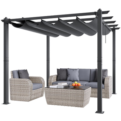 VEVOR 10'x10' Outdoor Retractable Pergola with Sun Shade Canopy Aluminum Gray 