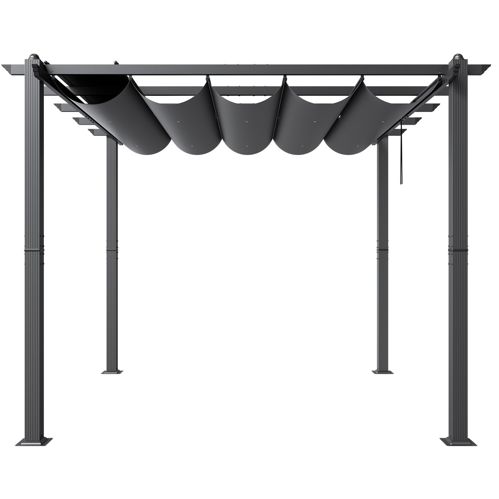 VEVOR 10'x10' Outdoor Retractable Pergola with Sun Shade Canopy Aluminum Gray 