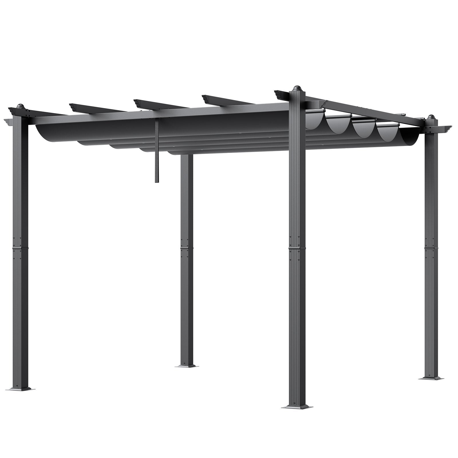 VEVOR 10'x10' Outdoor Retractable Pergola with Sun Shade Canopy Aluminum Gray 