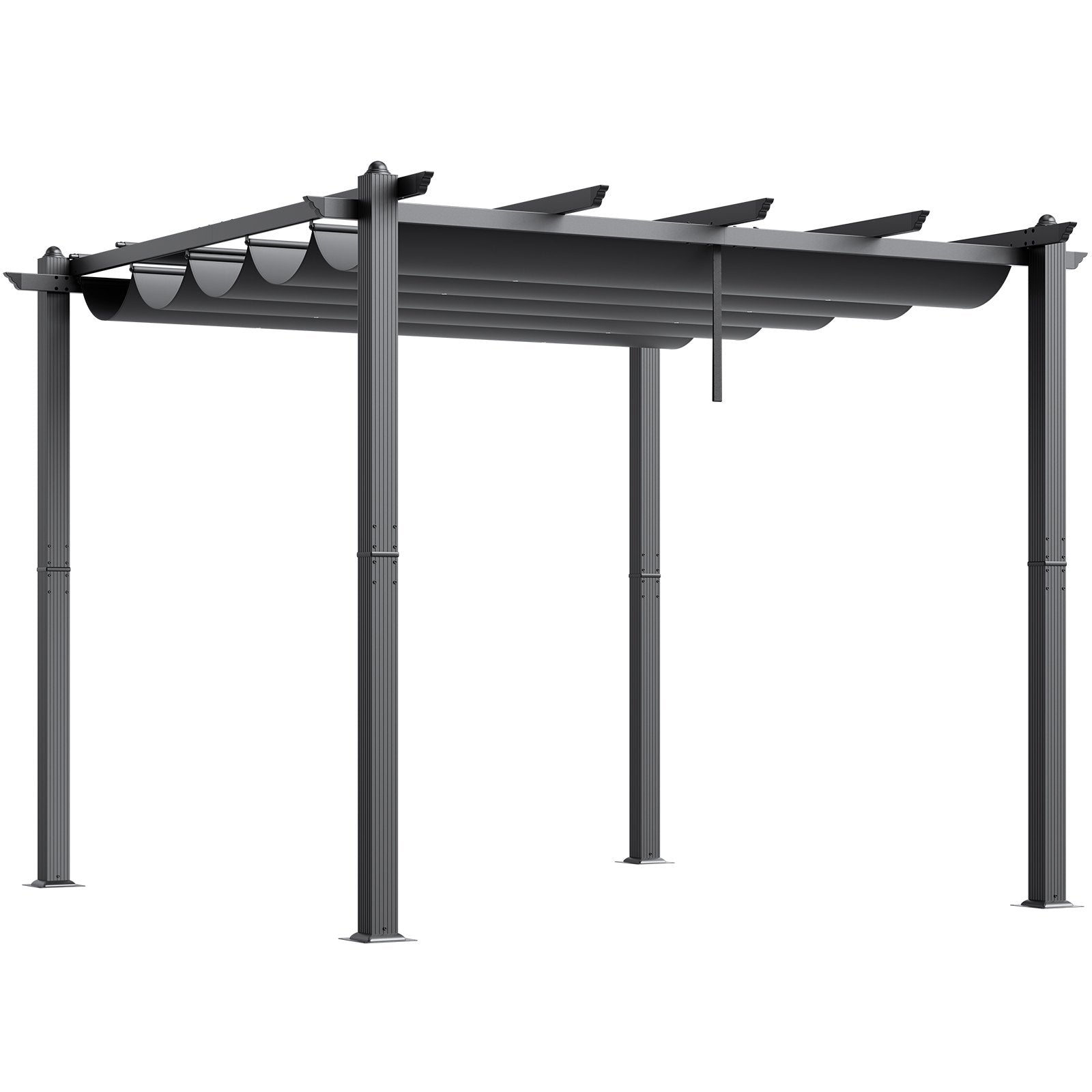 VEVOR 10'x10' Outdoor Retractable Pergola with Sun Shade Canopy Aluminum Gray 