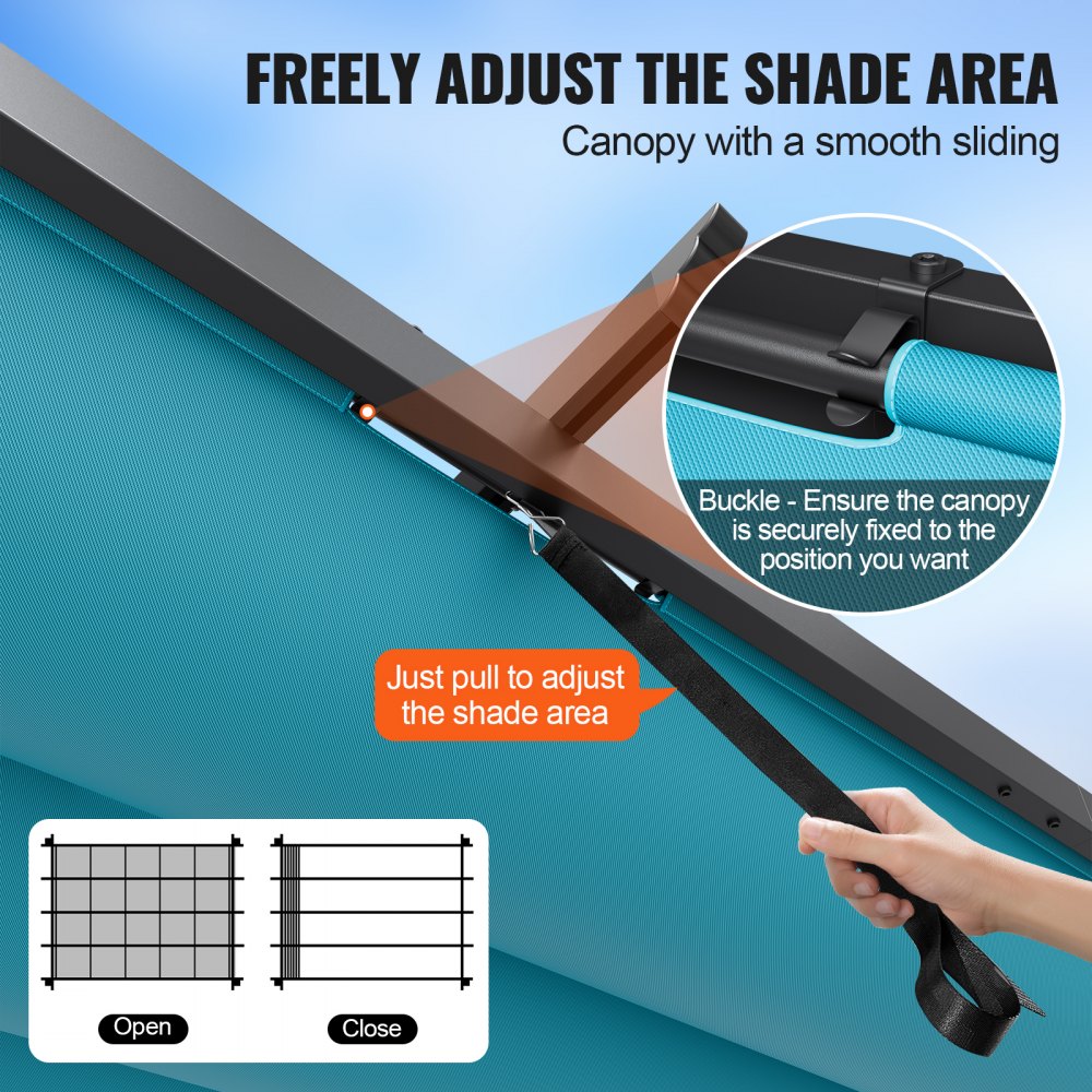 VEVOR 10'x13' Outdoor Retractable Pergola with Sun Shade Canopy Aluminum Bule 