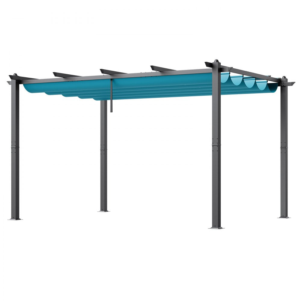 VEVOR 10'x13' Outdoor Retractable Pergola with Sun Shade Canopy Aluminum Bule 