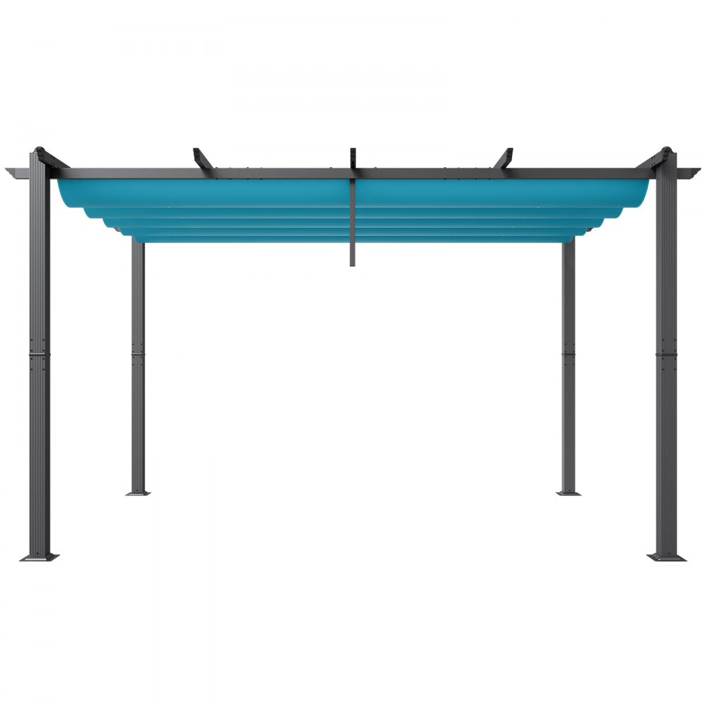 VEVOR 10'x13' Outdoor Retractable Pergola with Sun Shade Canopy Aluminum Bule 