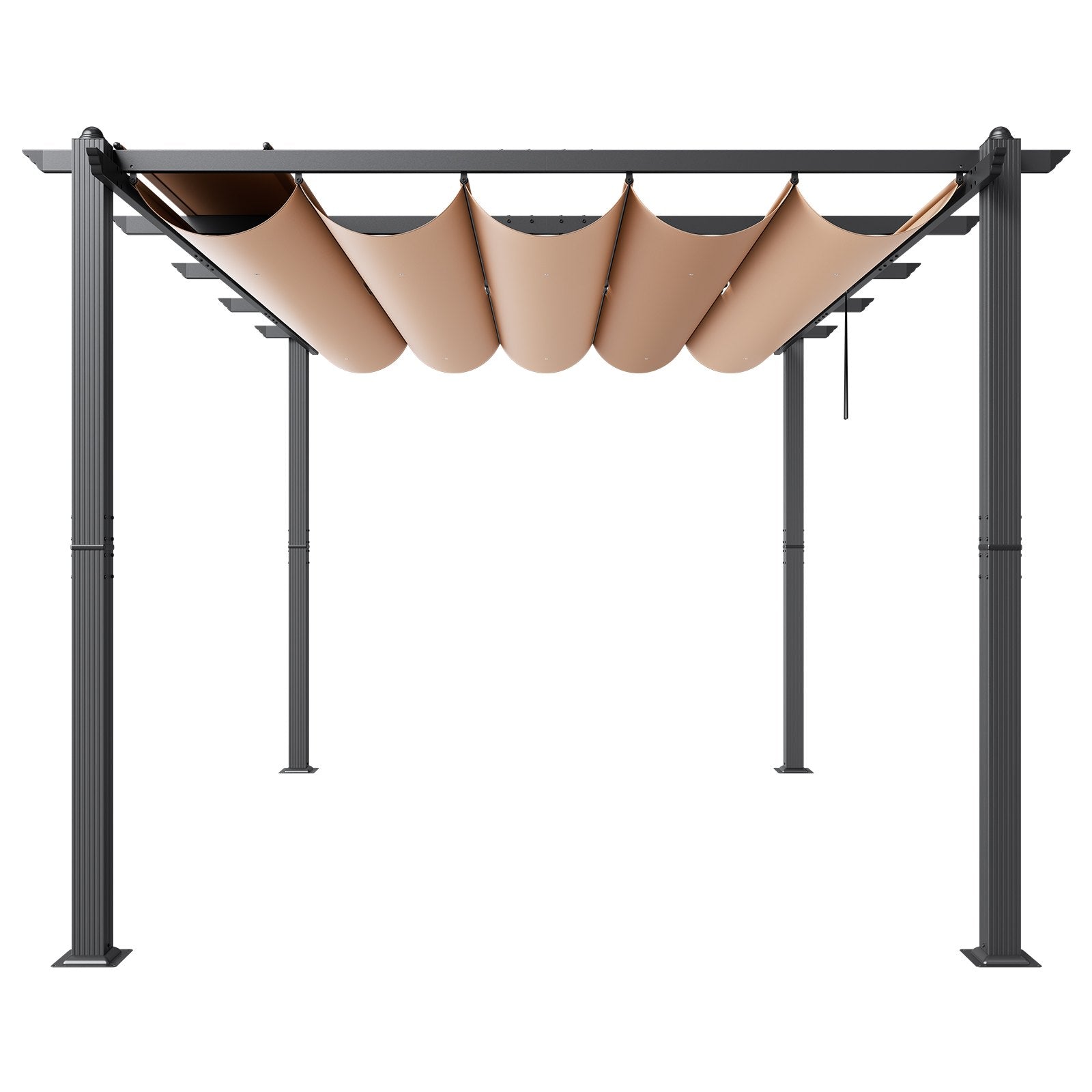 VEVOR 10'x13' Outdoor Retractable Pergola with Sun Shade Canopy Aluminum Beige 