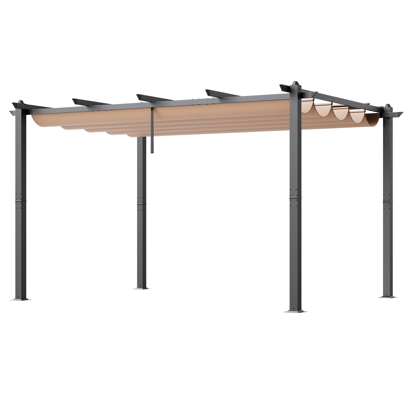 VEVOR 10'x13' Outdoor Retractable Pergola with Sun Shade Canopy Aluminum Beige 