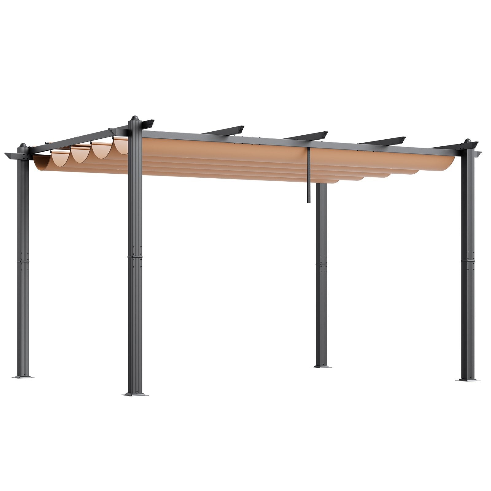 VEVOR 10'x13' Outdoor Retractable Pergola with Sun Shade Canopy Aluminum Beige 
