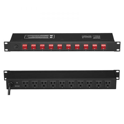 VEVOR 19" 1U PDU 10 Outlets Rack Mount Power Strip Surge  Overload Protection 