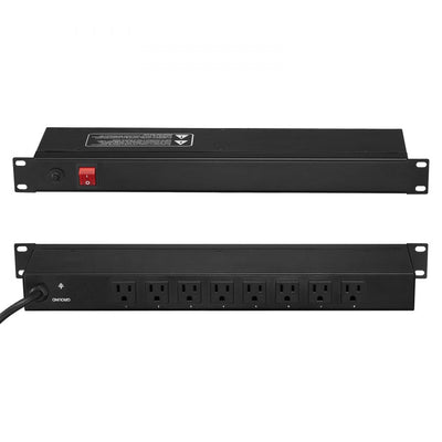 VEVOR 19" 1U PDU 8 Outlets Rack Mount Power Strip Surge Overload Protection 