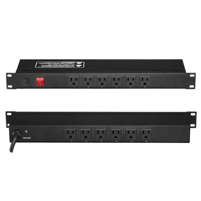 VEVOR 19" 1U PDU 12 Outlets Rack Mount Power Strip Surge Overload Protection 