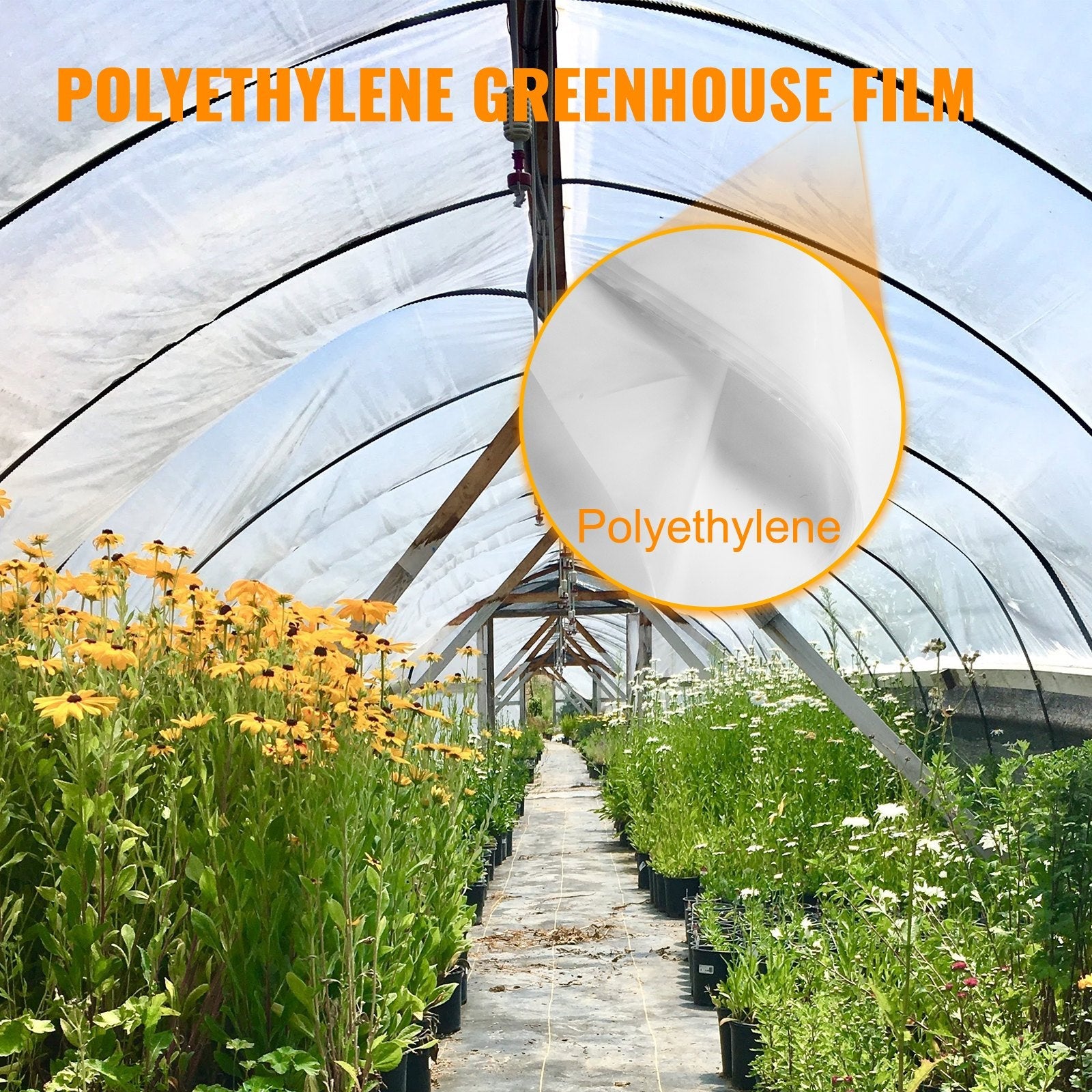 VEVOR Greenhouse Film 25 x 40 ft, Greenhouse Polyethylene Film 6 Mil Thickness, Greenhouse Plastic Greenhouse Clear Plastic Film UV Resistant, Polyethylene Film Keep Warming, Superior Strength 